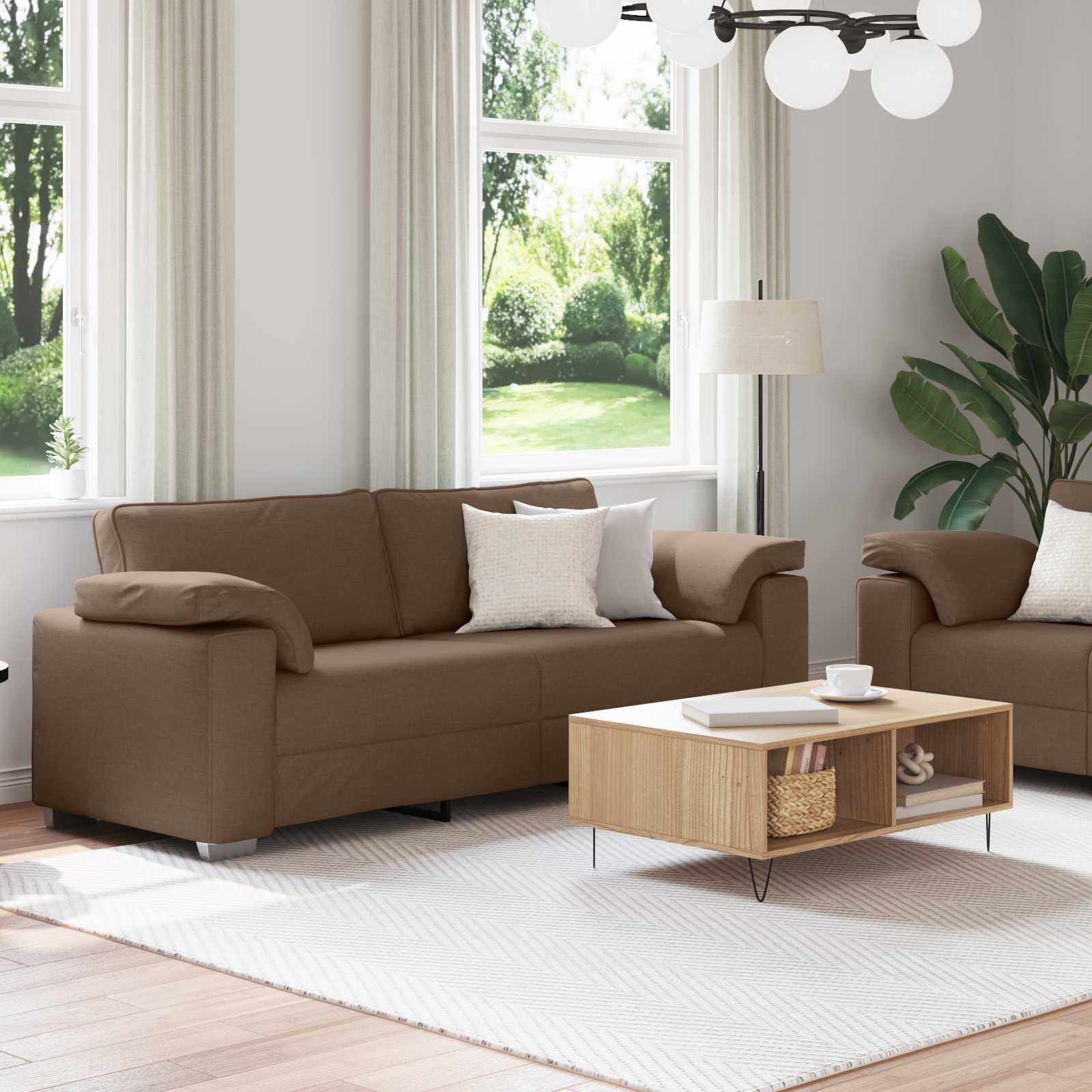 Divano 2 pcs Marrone 219 x 80 x 82 cm Tessuto | homemem39