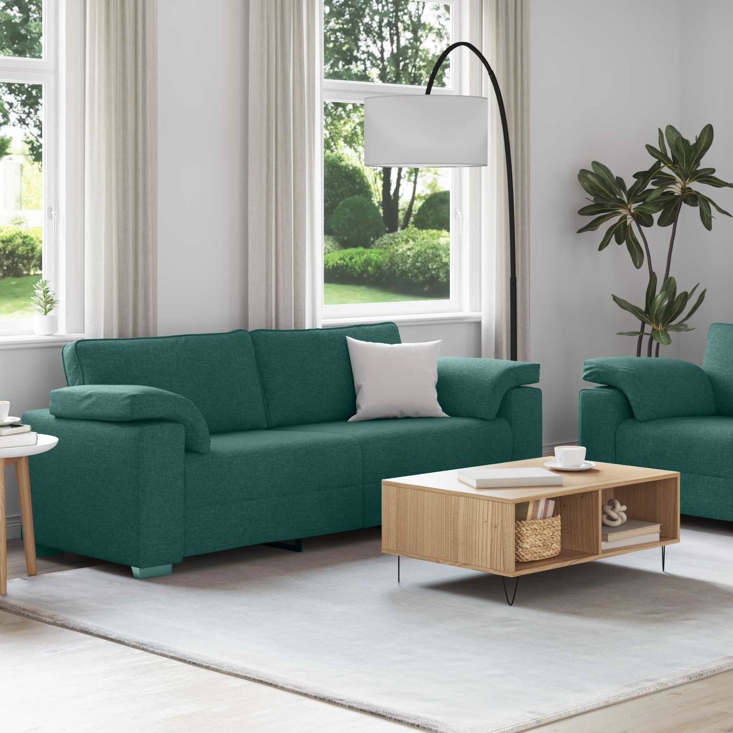 Divano 2 pcs Verde Scuro 219 x 80 x 82 cm Tessuto | homemem39