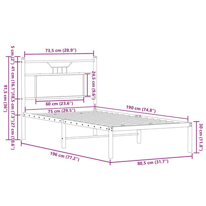 Giroletto senza Materasso Rovere Fumo 75x190 cm in Truciolato | homemem39