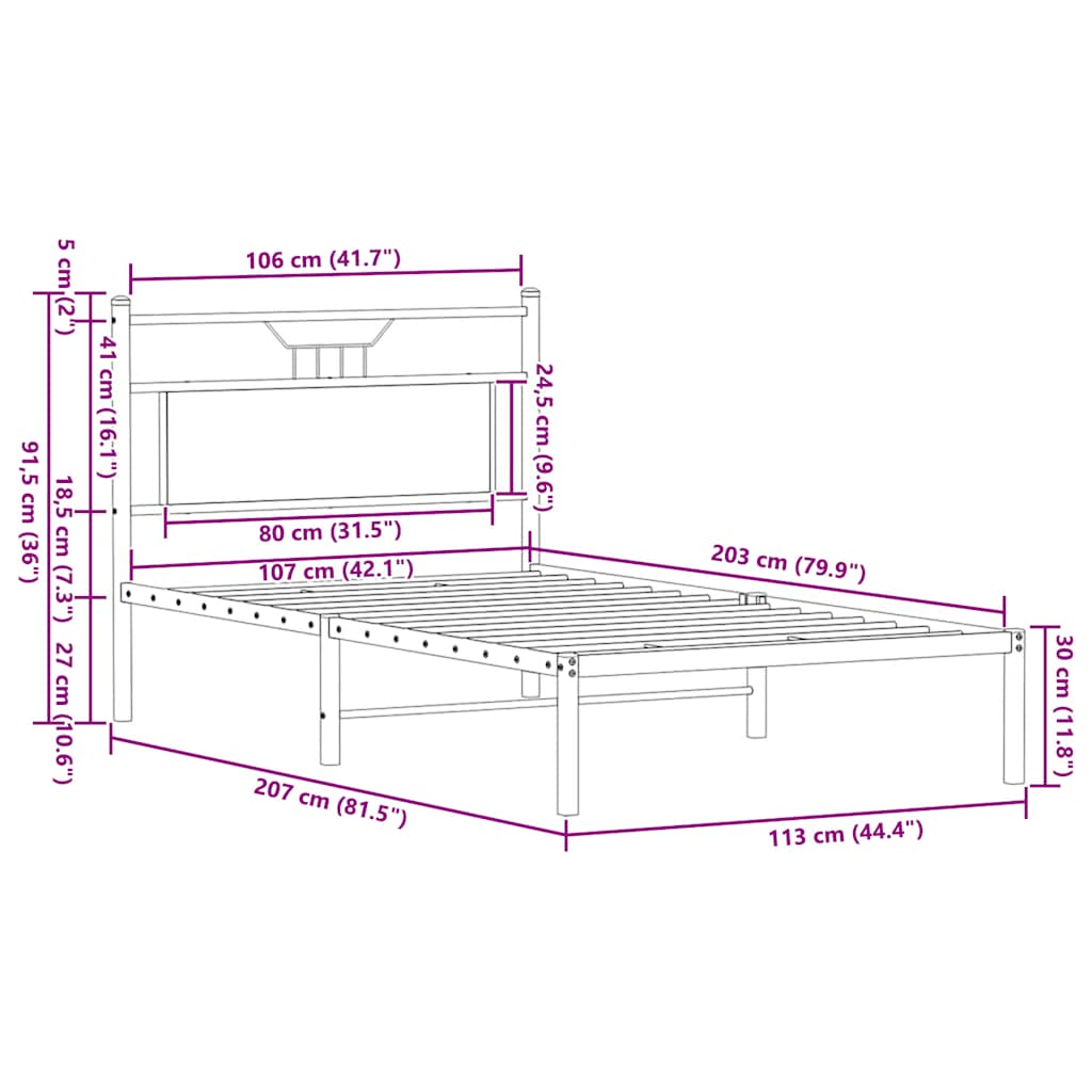 Giroletto senza Materasso Rovere Fumo 107x203 cm in Truciolato | homemem39