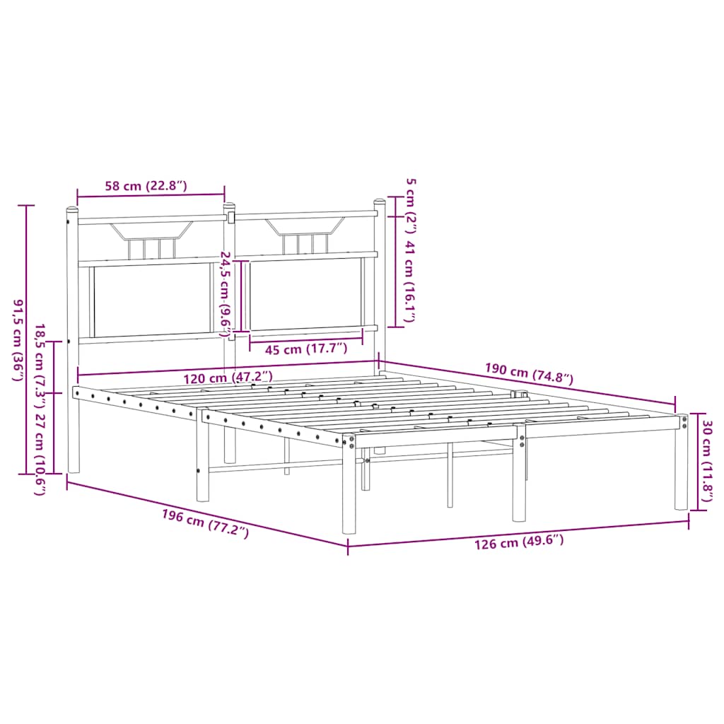 Giroletto senza Materasso Rovere Fumo 120x190 cm in Truciolato | homemem39