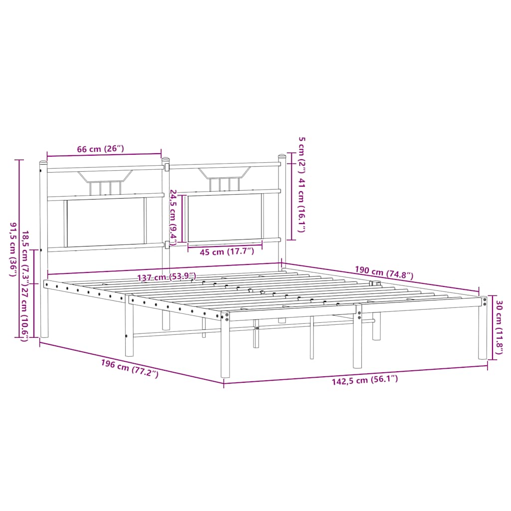 Giroletto senza Materasso Rovere Fumo 137x190 cm in Truciolato | homemem39