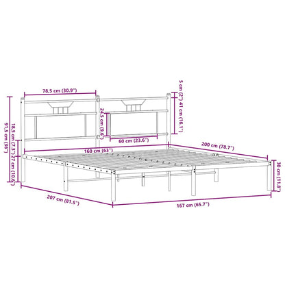 Giroletto senza Materasso Rovere Fumo 160x200 cm in Truciolato | homemem39