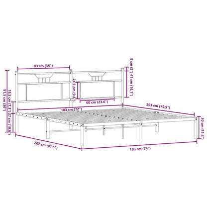 Giroletto senza Materasso Rovere Fumo 183x203 cm in Truciolato | homemem39