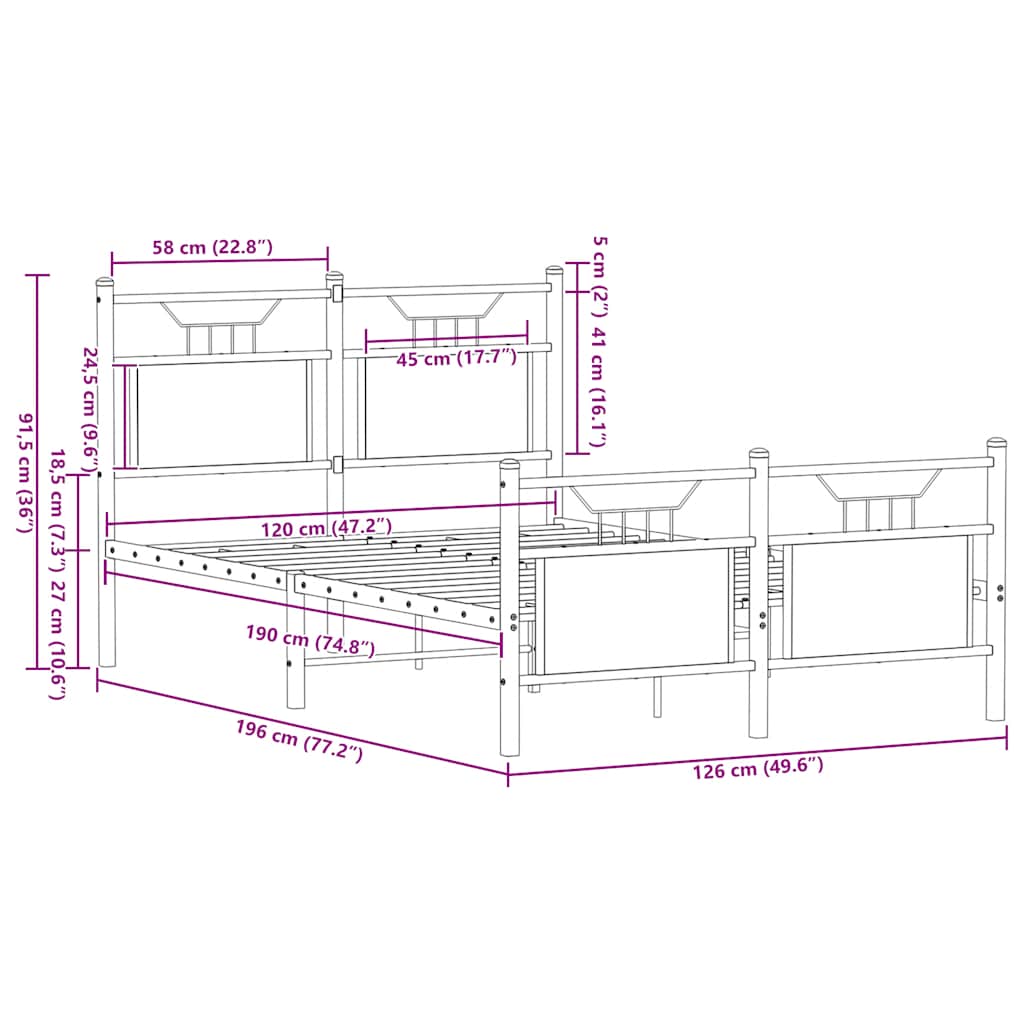 Giroletto senza Materasso Rovere Fumo 120x190 cm in Truciolato | homemem39