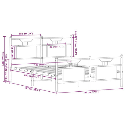 Giroletto senza Materasso Rovere Fumo 140x200 cm in Truciolato - homemem39