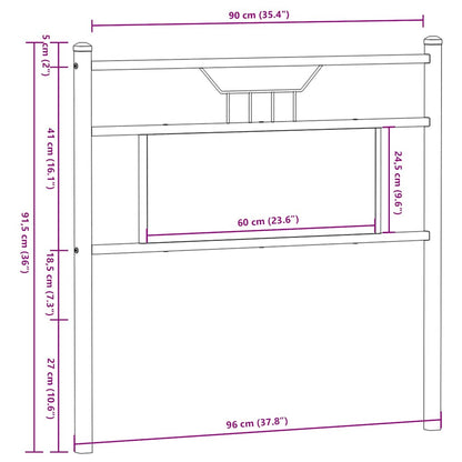 Testiera Rovere Fumo 90 cm in Legno Multistrato e Acciaio - homemem39