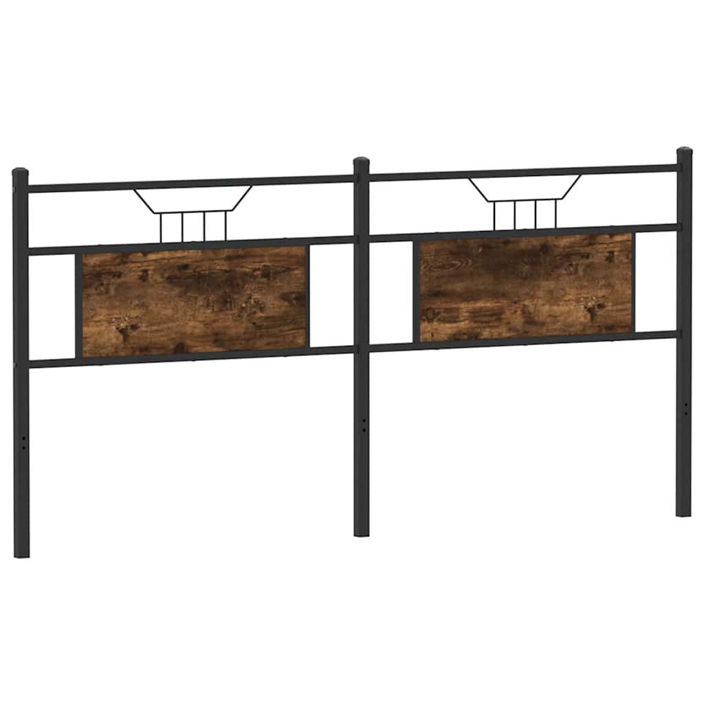 Testiera Rovere Fumo 180 cm in Legno Multistrato e Acciaio - homemem39