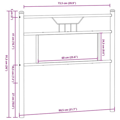 Testiera Rovere Sonoma 75 cm in Legno Multistrato e Acciaio
