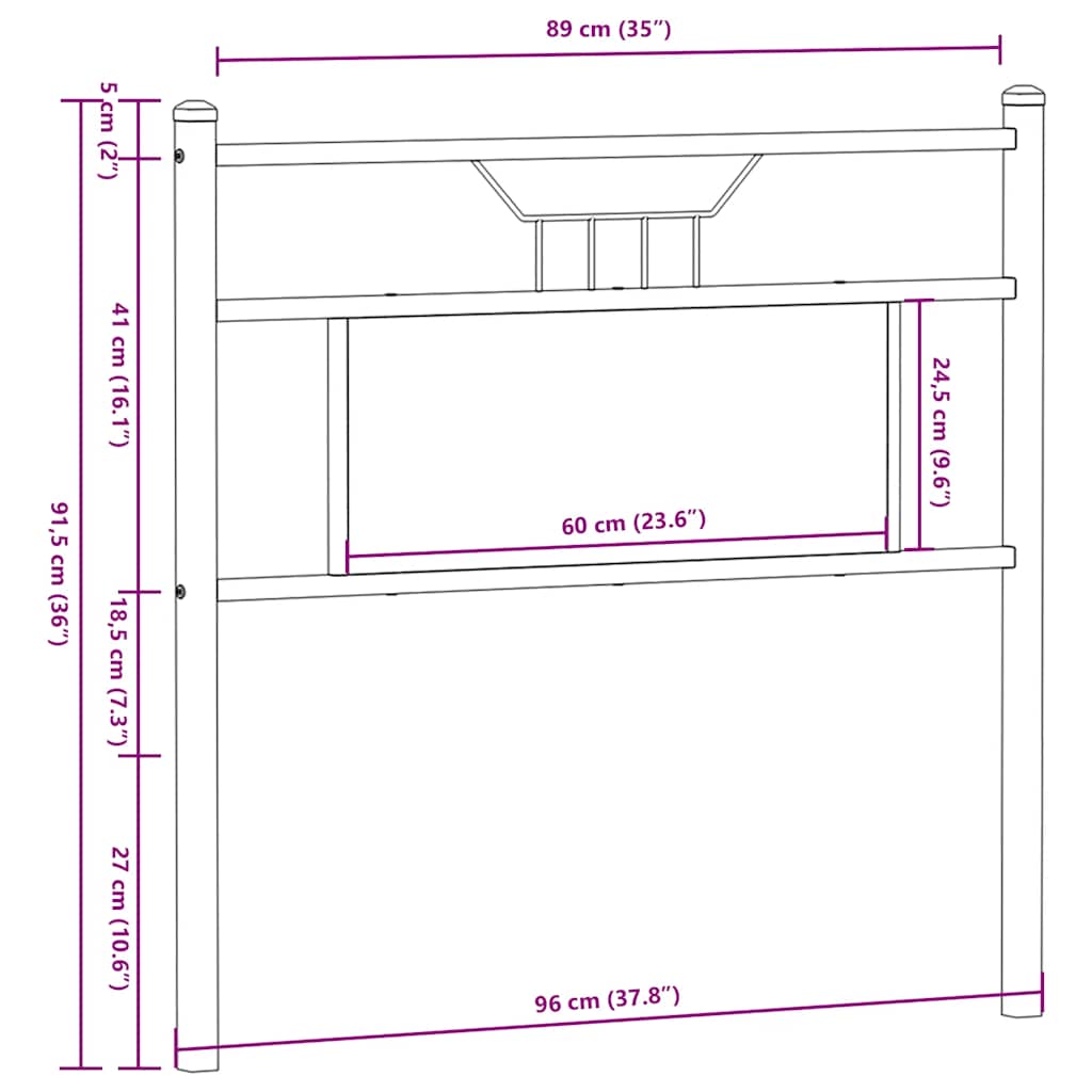 Testiera Rovere Sonoma 90 cm in Legno Multistrato e Acciaio