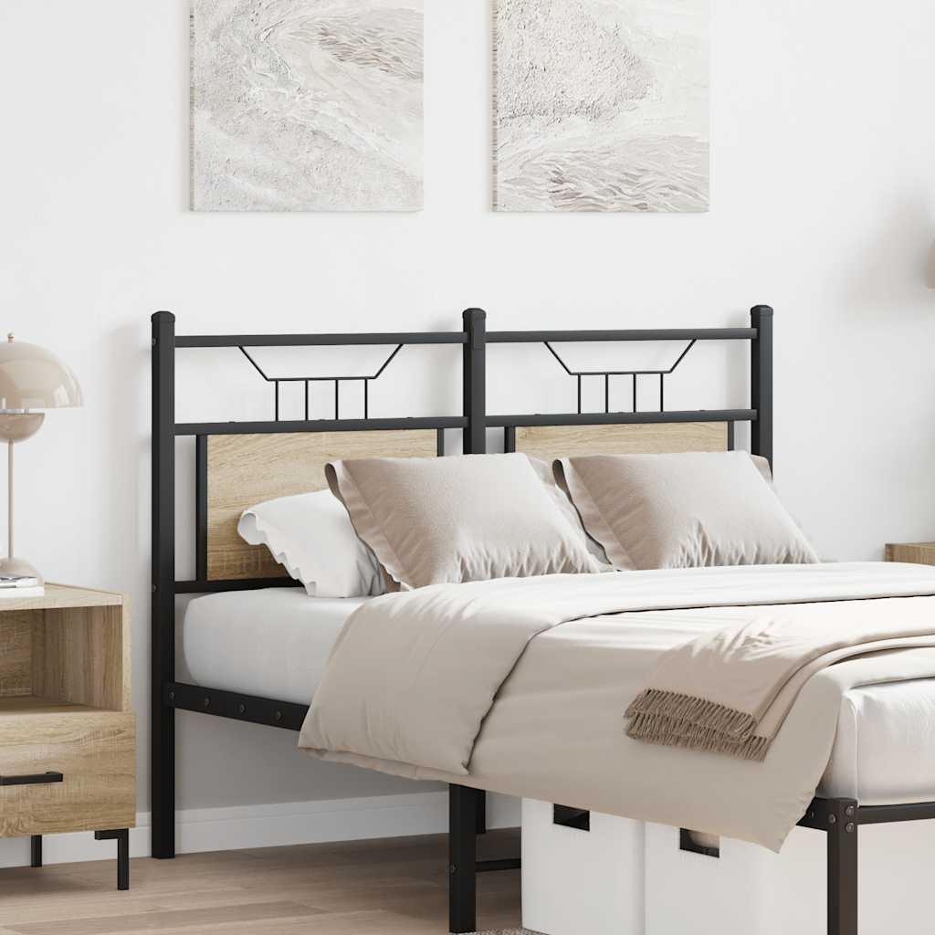 Testiera Rovere Sonoma 120 cm in Legno Multistrato e Acciaio - homemem39