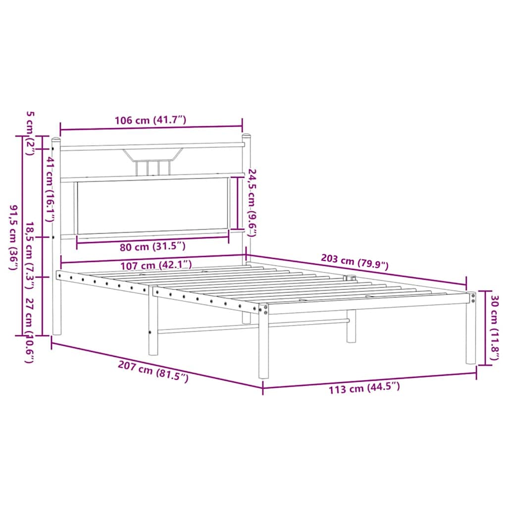Giroletto senza Materasso Rovere Marrone 107x203 cm Truciolato | homemem39
