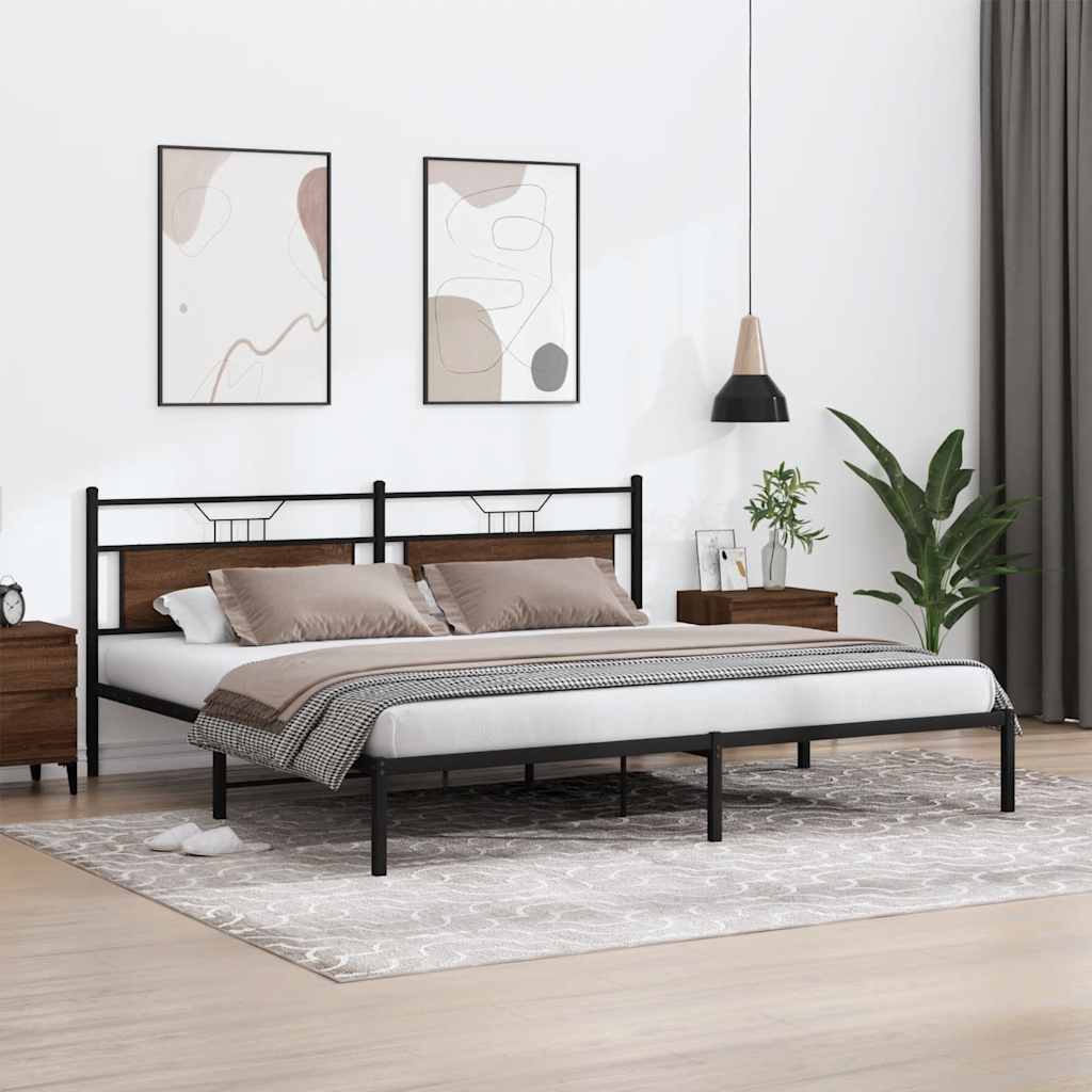 Giroletto senza Materasso Rovere Marrone 193x201 cm Truciolato | homemem39