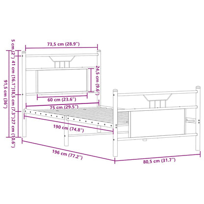 Giroletto senza Materasso Rovere Marrone 75x190cm in Truciolato | homemem39