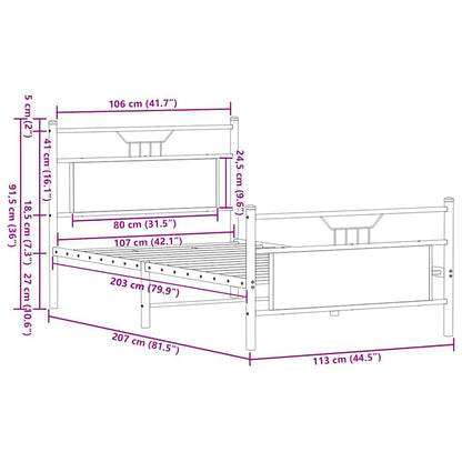 Giroletto senza Materasso Rovere Marrone 107x203 cm Truciolato | homemem39