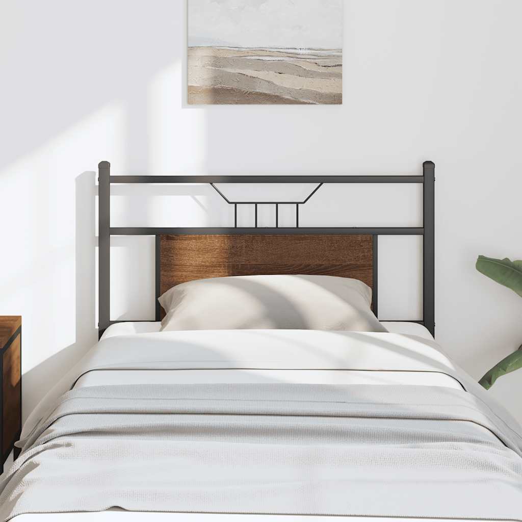 Testiera Rovere Marrone 75 cm in Legno Multistrato e Acciaio - homemem39