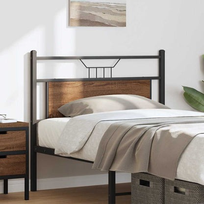 Testiera Rovere Marrone 107 cm in Legno Multistrato e Acciaio