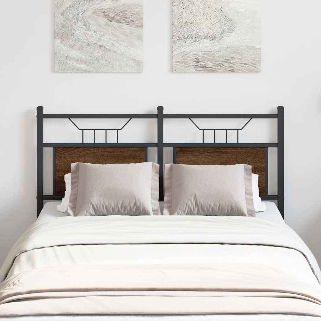 Testiera Rovere Marrone 120 cm in Legno Multistrato e Acciaio - homemem39