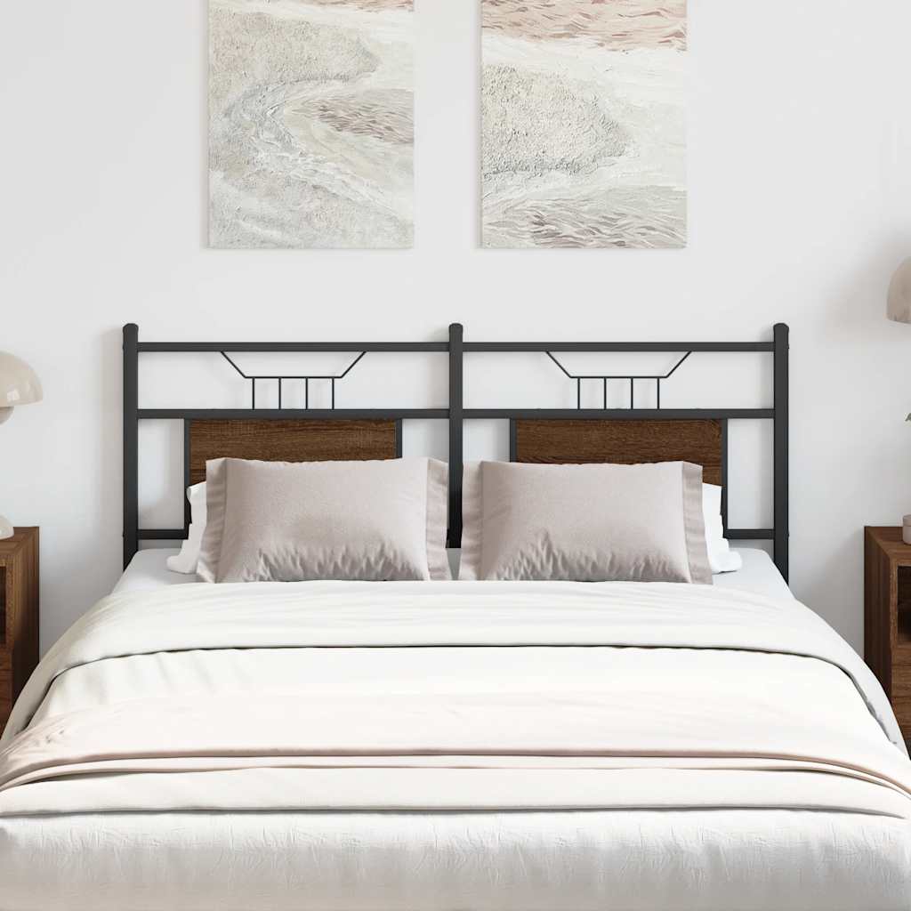 Testiera Rovere Marrone 150 cm in Legno Multistrato e Acciaio - homemem39