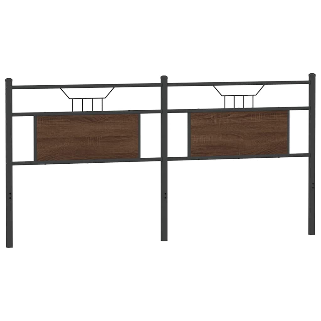 Testiera Rovere Marrone 180 cm in Legno Multistrato e Acciaio - homemem39