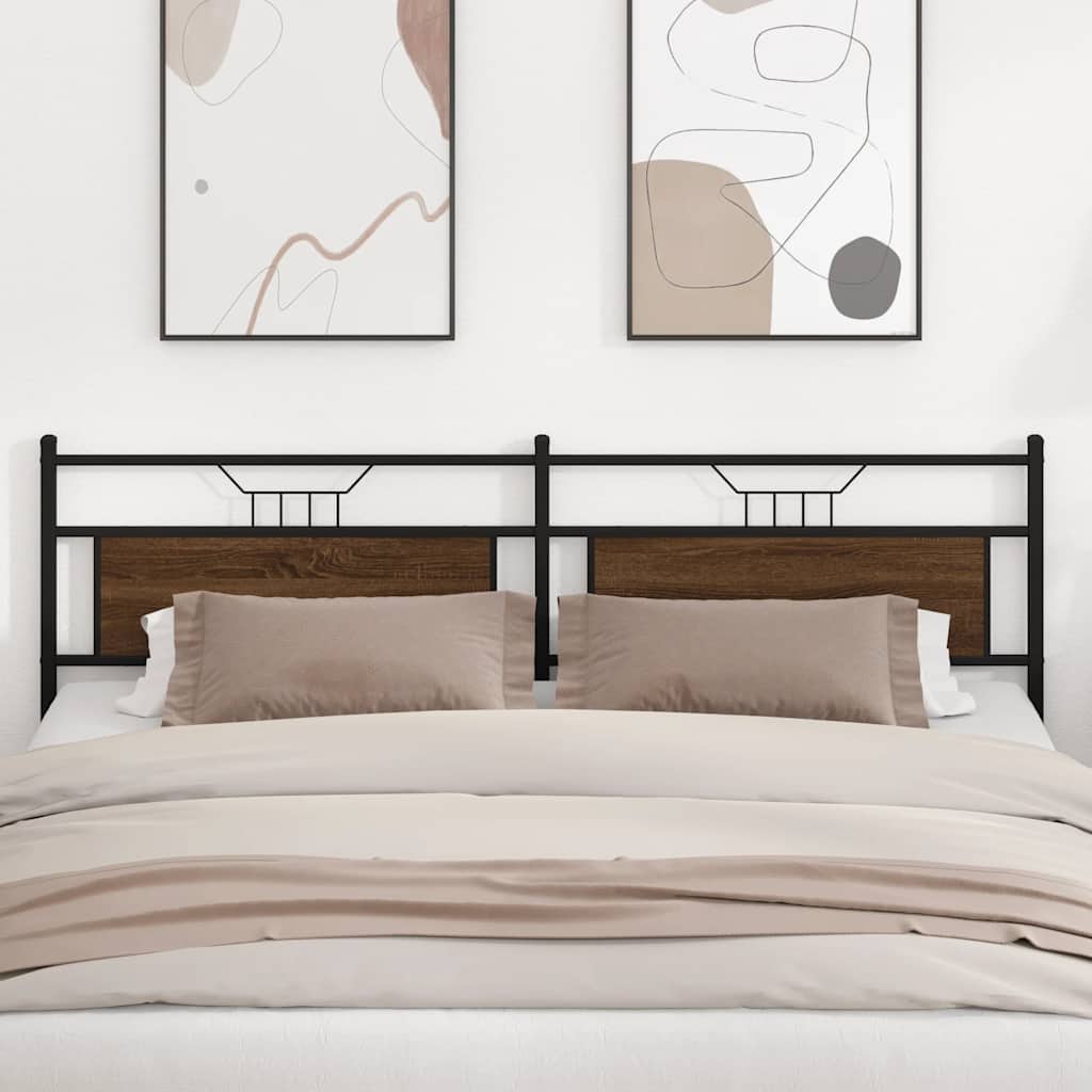 Testiera Rovere Marrone 193 cm in Legno Multistrato e Acciaio - homemem39