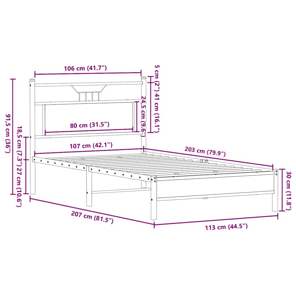Giroletto senza Materasso Rovere Fumo 107x203 cm in Truciolato | homemem39