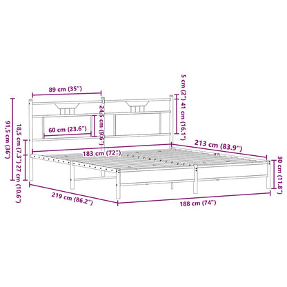 Giroletto senza Materasso Rovere Fumo 183x213 cm in Truciolato | homemem39