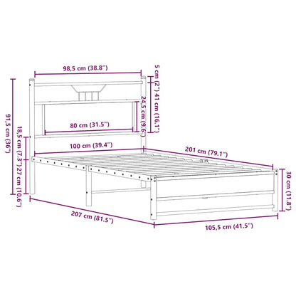 Giroletto senza Materasso Rovere Fumo 100x200 cm in Truciolato