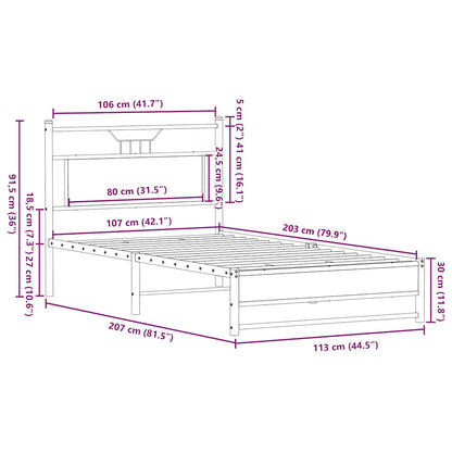 Giroletto senza Materasso Rovere Fumo 107x203 cm in Truciolato | homemem39