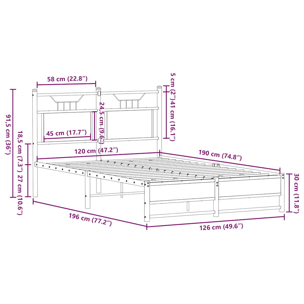 Giroletto senza Materasso Rovere Fumo 120x190 cm in Truciolato | homemem39