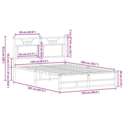 Giroletto senza Materasso Rovere Fumo 120x200 cm in Truciolato