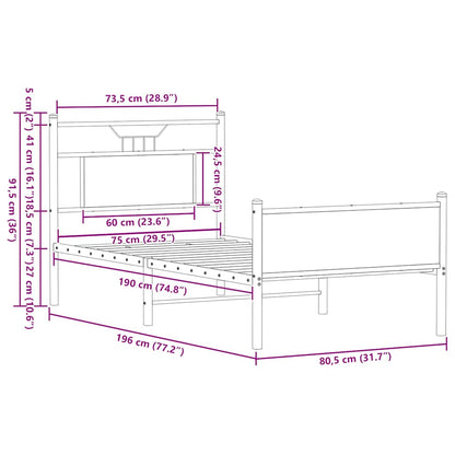 Giroletto senza Materasso Rovere Fumo 75x190 cm in Truciolato | homemem39