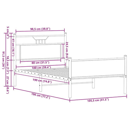 Giroletto senza Materasso Rovere Fumo 100x190 cm in Truciolato | homemem39