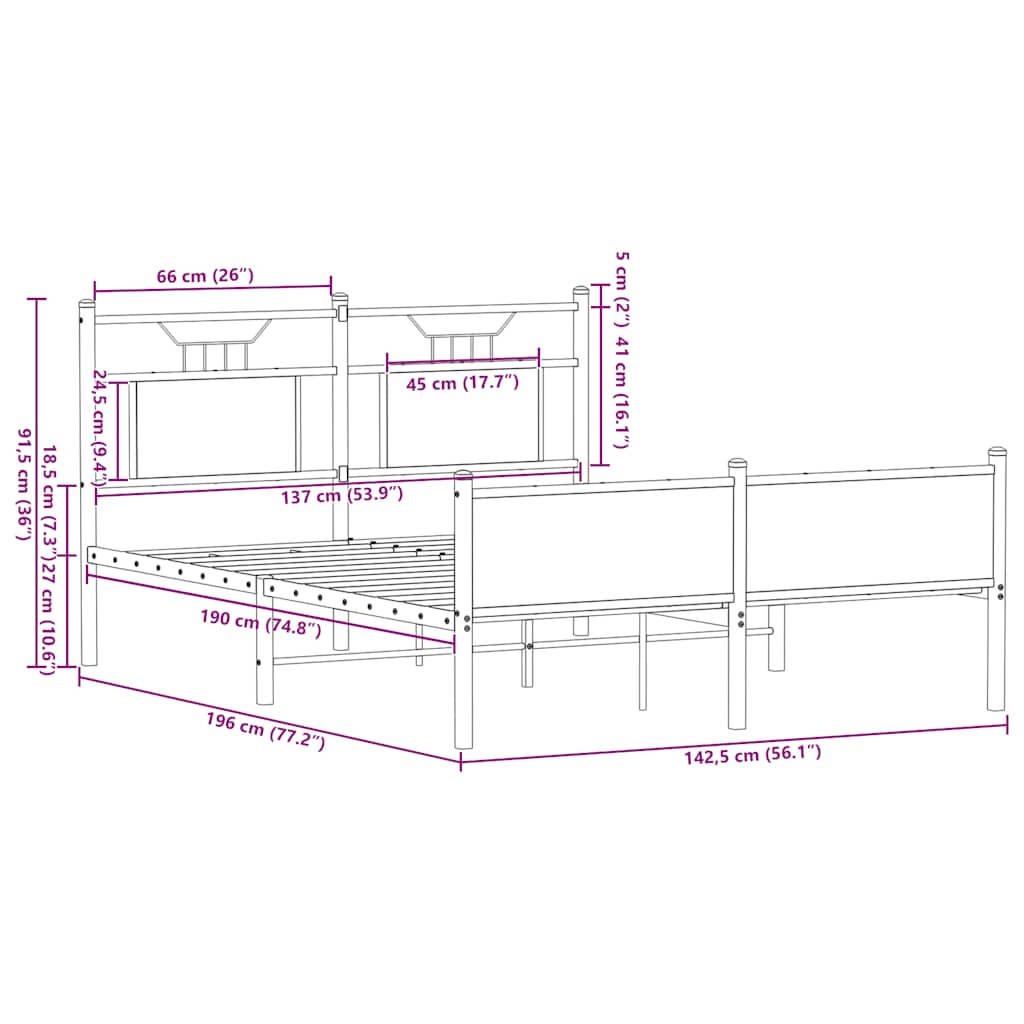 Giroletto senza Materasso Rovere Fumo 137x190 cm in Truciolato | homemem39