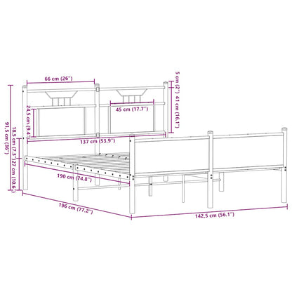 Giroletto senza Materasso Rovere Fumo 137x190 cm in Truciolato | homemem39