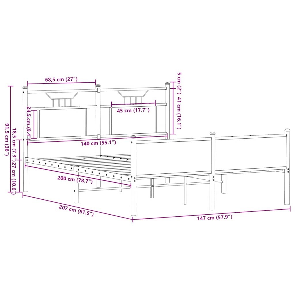 Giroletto senza Materasso Rovere Fumo 140x200 cm in Truciolato | homemem39