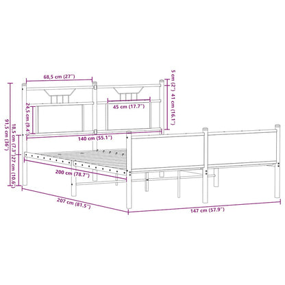 Giroletto senza Materasso Rovere Fumo 140x200 cm in Truciolato | homemem39
