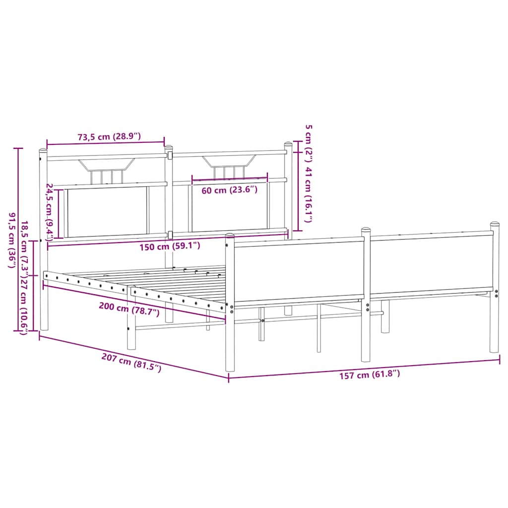 Giroletto senza Materasso Rovere Fumo 150x200 cm in Truciolato | homemem39
