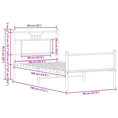 Giroletto senza Materasso Rovere Sonoma 90x190 cm in Truciolato | homemem39
