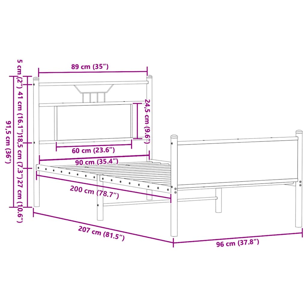 Giroletto senza Materasso Rovere Sonoma 90x200 cm in Truciolato | homemem39