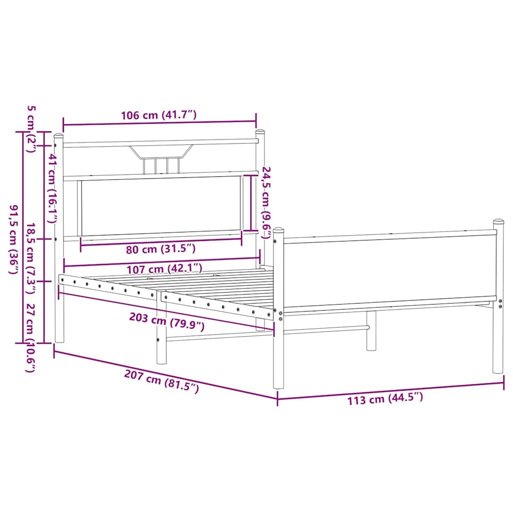 Giroletto senza Materasso Rovere Sonoma 107x203cm in Truciolato | homemem39