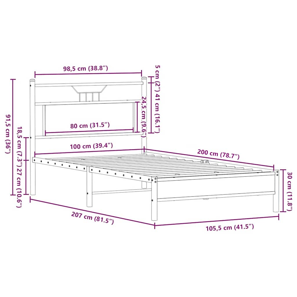 Giroletto senza Materasso Rovere Marrone 100x200 cm Truciolato | homemem39