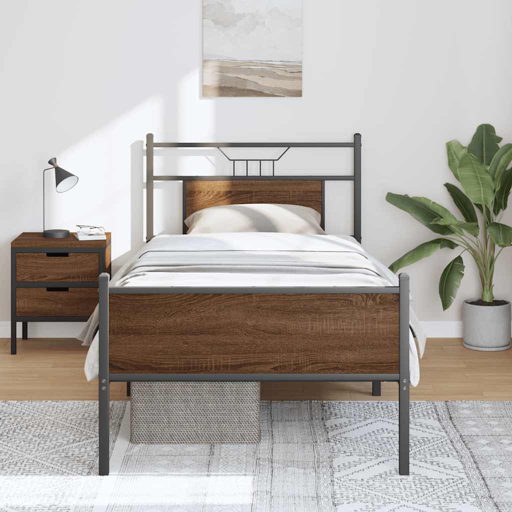 Giroletto senza Materasso Rovere Marrone 90x190cm in Truciolato
