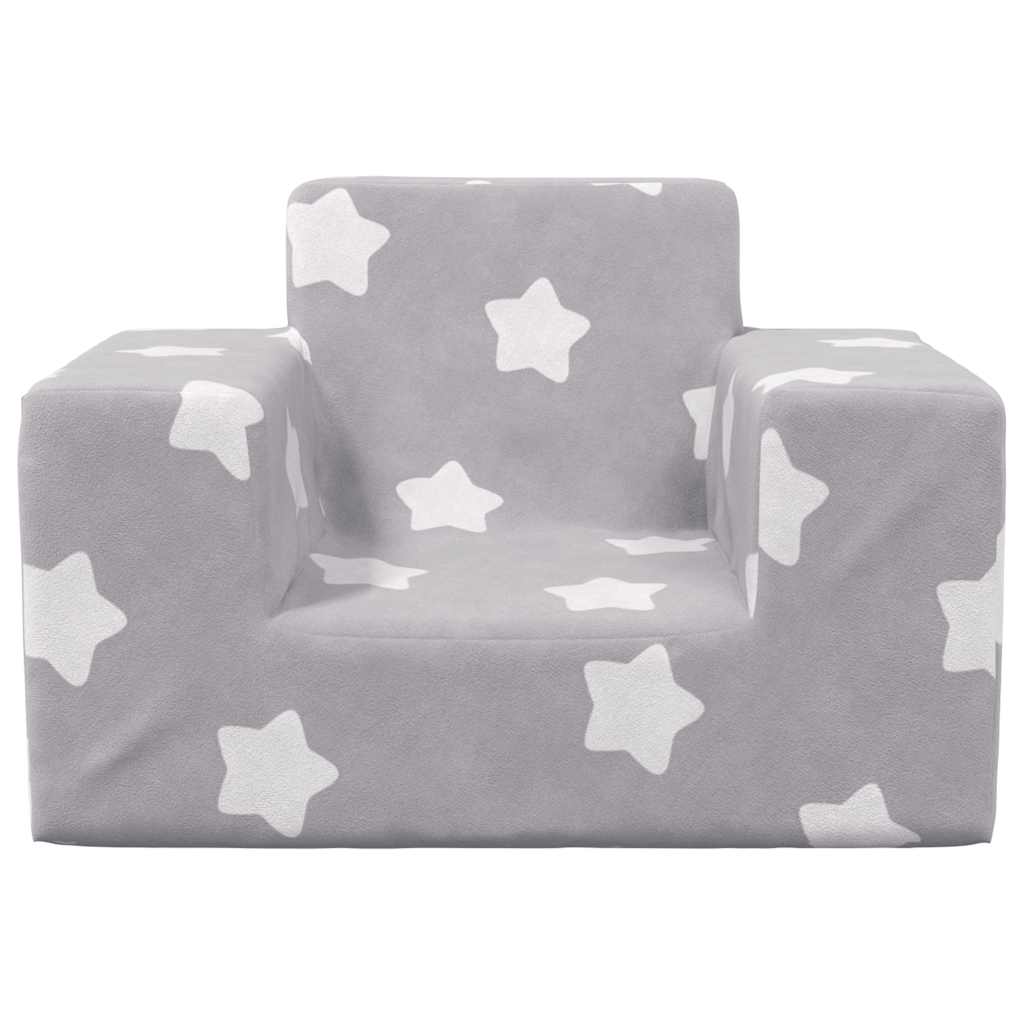 Divano per Bambini Grigio Chiaro con Stelle in Morbido Peluche | homemem39