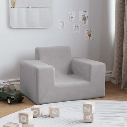 Divano per Bambini Grigio Chiaro in Morbido Peluche | homemem39