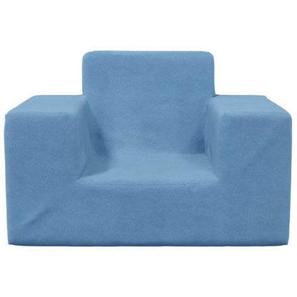 Divano per Bambini Blu in Morbido Peluche