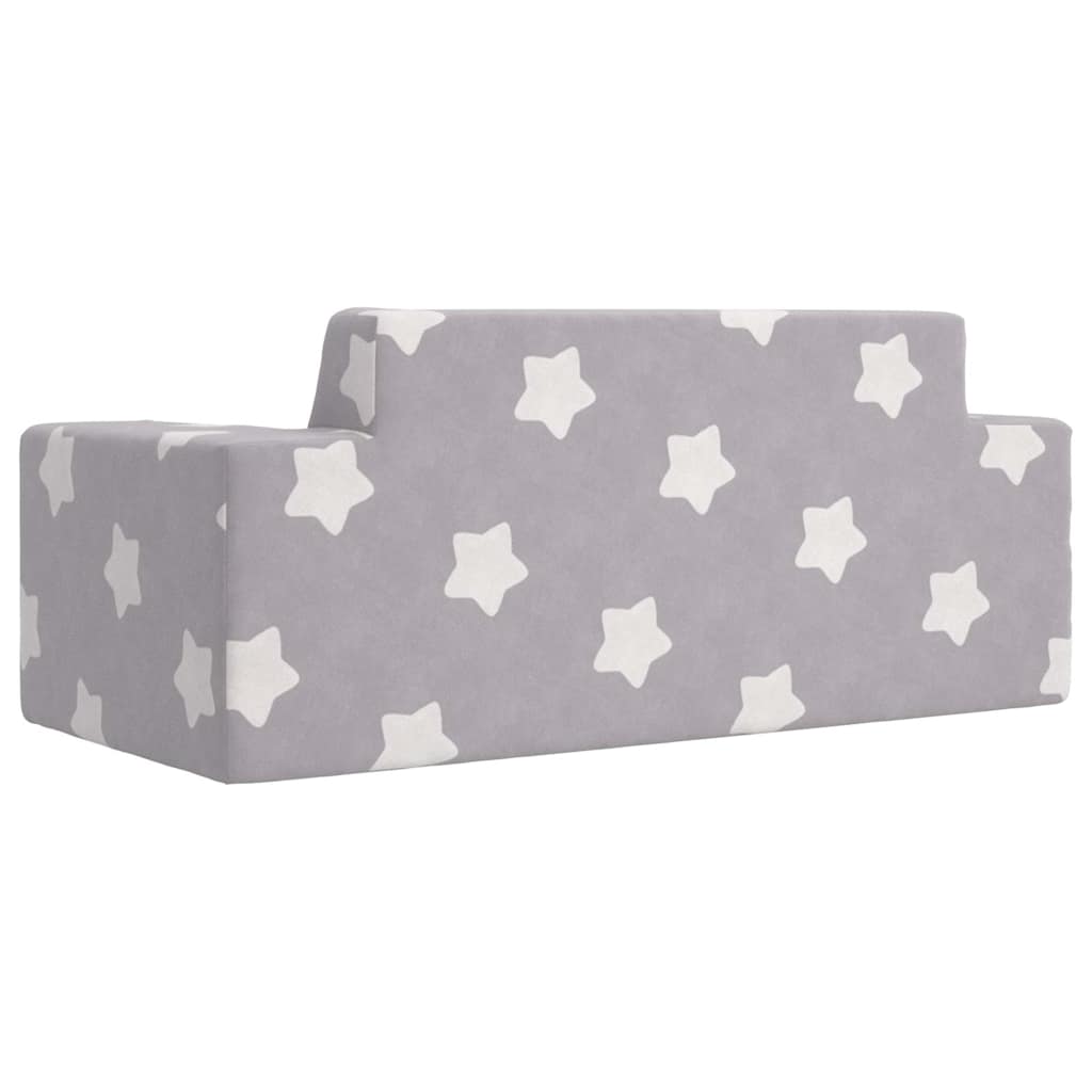 Divano per Bambini 2 Posti Grigio Chiaro Stelle Morbido Peluche | homemem39