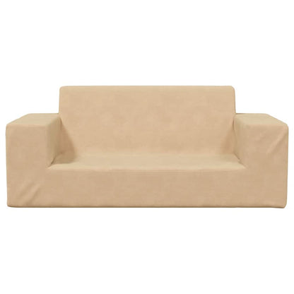 Divano per Bambini a 2 Posti Crema in Morbido Peluche | homemem39
