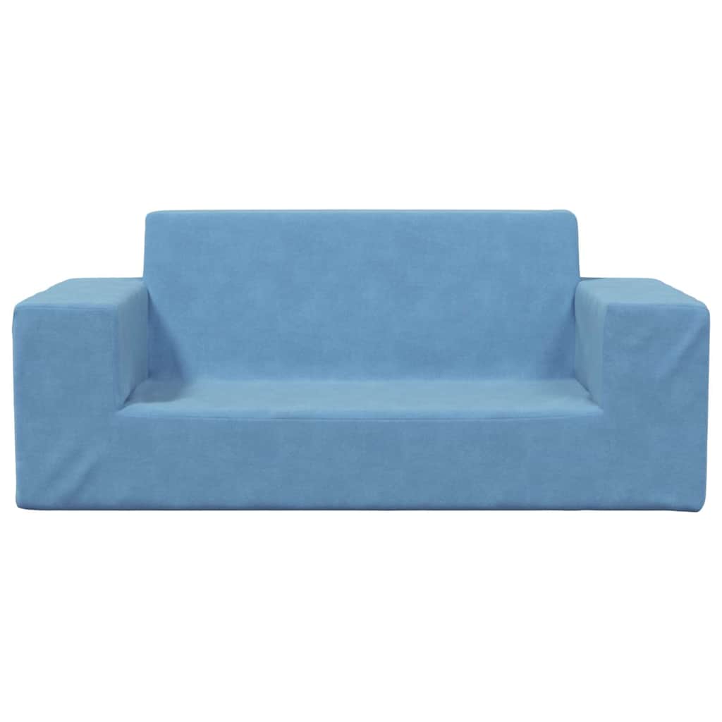 Divano per Bambini a 2 Posti Blu in Morbido Peluche | homemem39