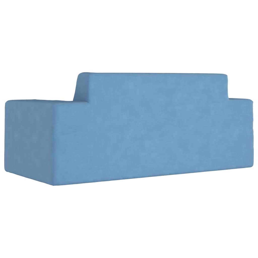 Divano per Bambini a 2 Posti Blu in Morbido Peluche | homemem39